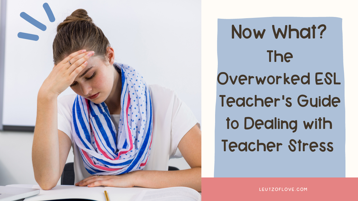 An overworked teacher dealing with teacher stress. 